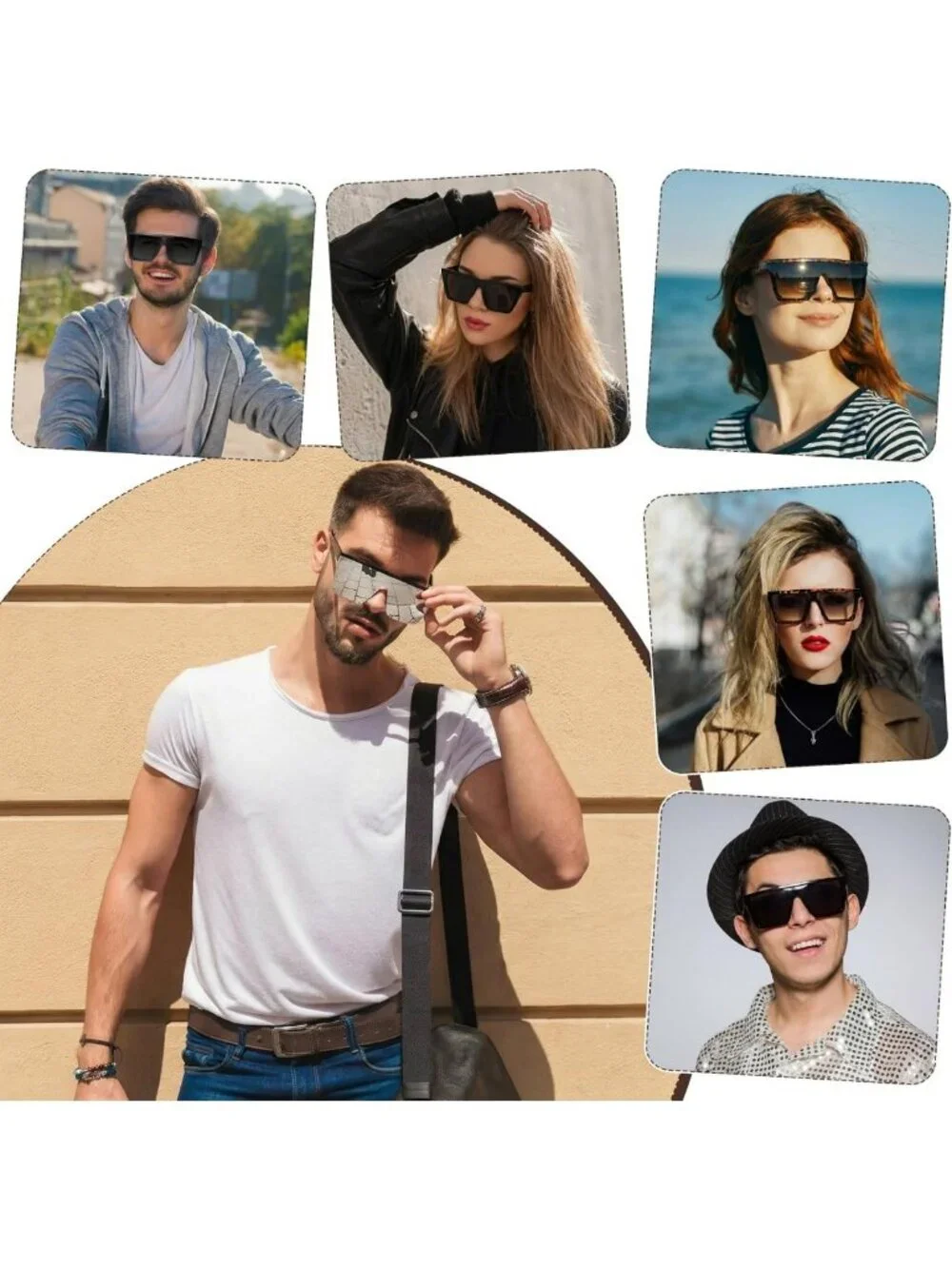 Oversized Square Flat Top Sunglasses for Women & Men - Stylish UV Protection